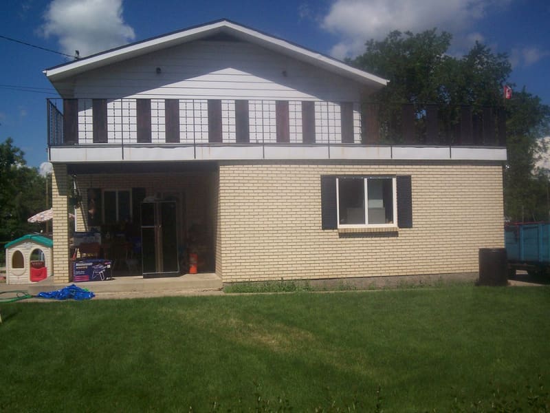 Residential exterior with pitched roof